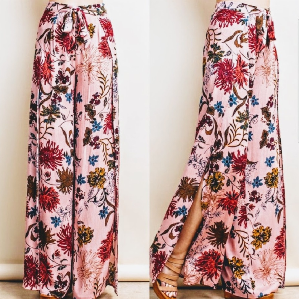 NEW Floral Palazzo Wide Leg Flowing Pants NWT S M & L